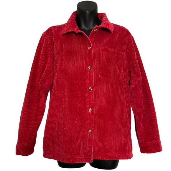 𝅺L.LBEAN Womens Red Corduroy Shacket - Picture 1 of 6